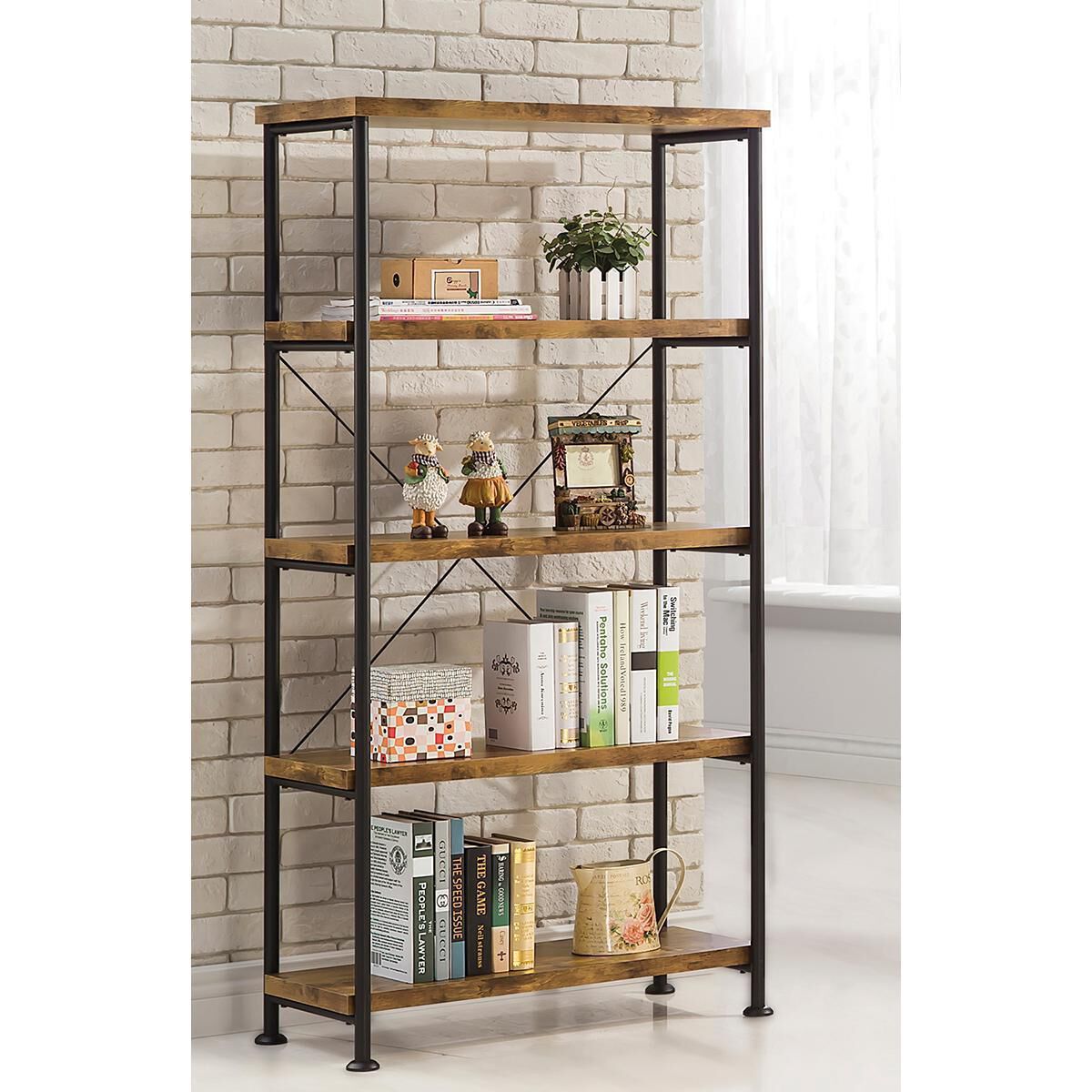 Pacific Landing Bookcase in Antique Nutmeg and Black | Nebraska