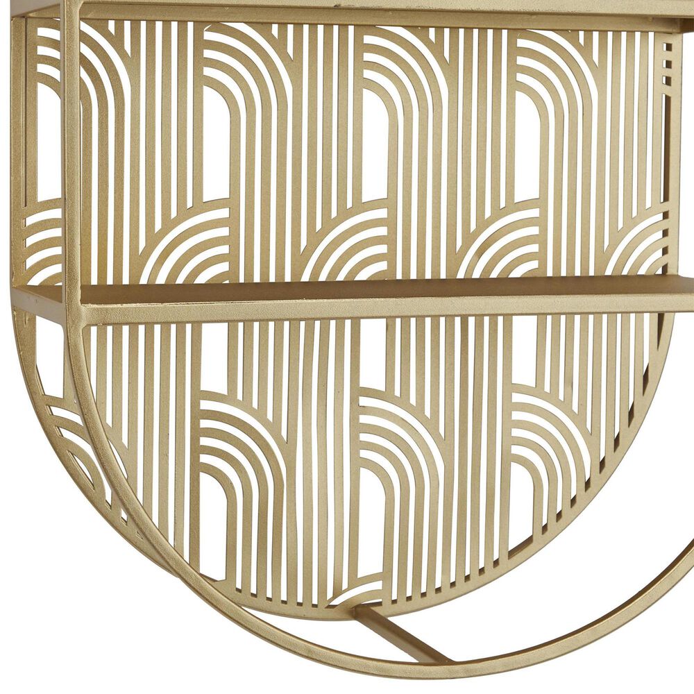 Maple and Jade 3-Level Oval Room Wall Shelf with Arch Pattern in Gold, , large