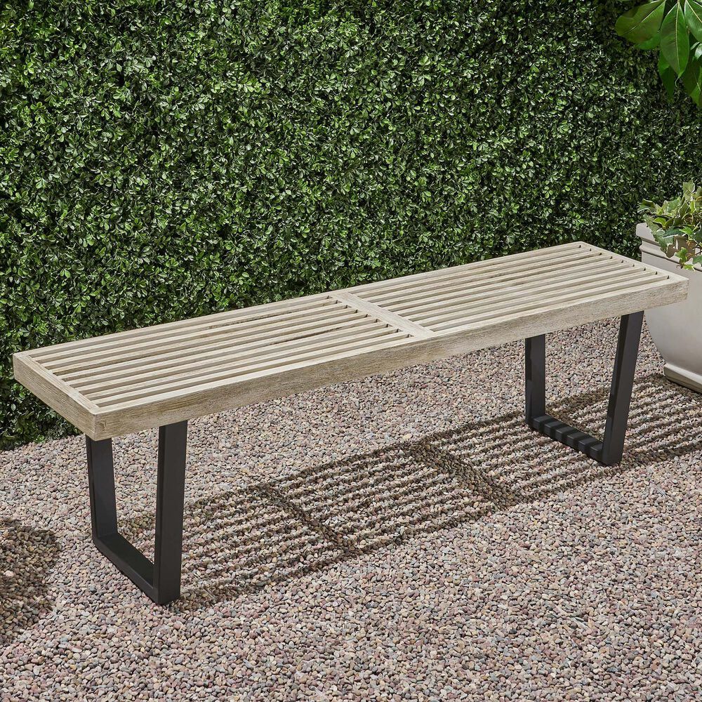 Hearth and Haven Outdoor Dining Bench in Black and Gray, , large