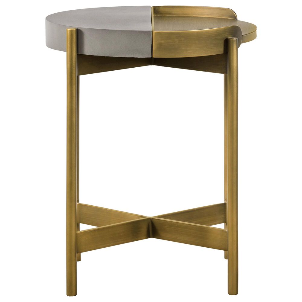 Blue River Dua End Table in Medium Gray and Antique Brass, , large