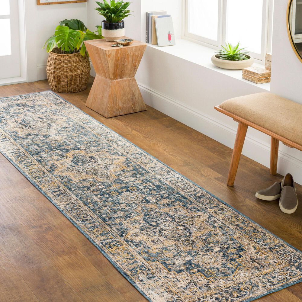 Surya Aspendos APS-2323 2&#39;7&quot; x 10&#39; Teal, Mustard, Black, Medium Gray, Charcoal and Light Beige Runner, , large