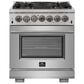 Forno Capriasca 30" Freestanding Dual Fuel Range in Stainless Steel, , large