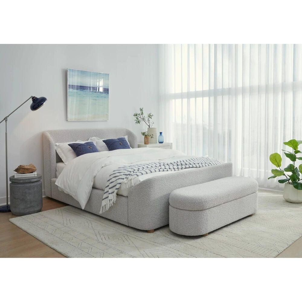 Urban Home Kiki Storage Bench in Cotton Ball Boucle, , large