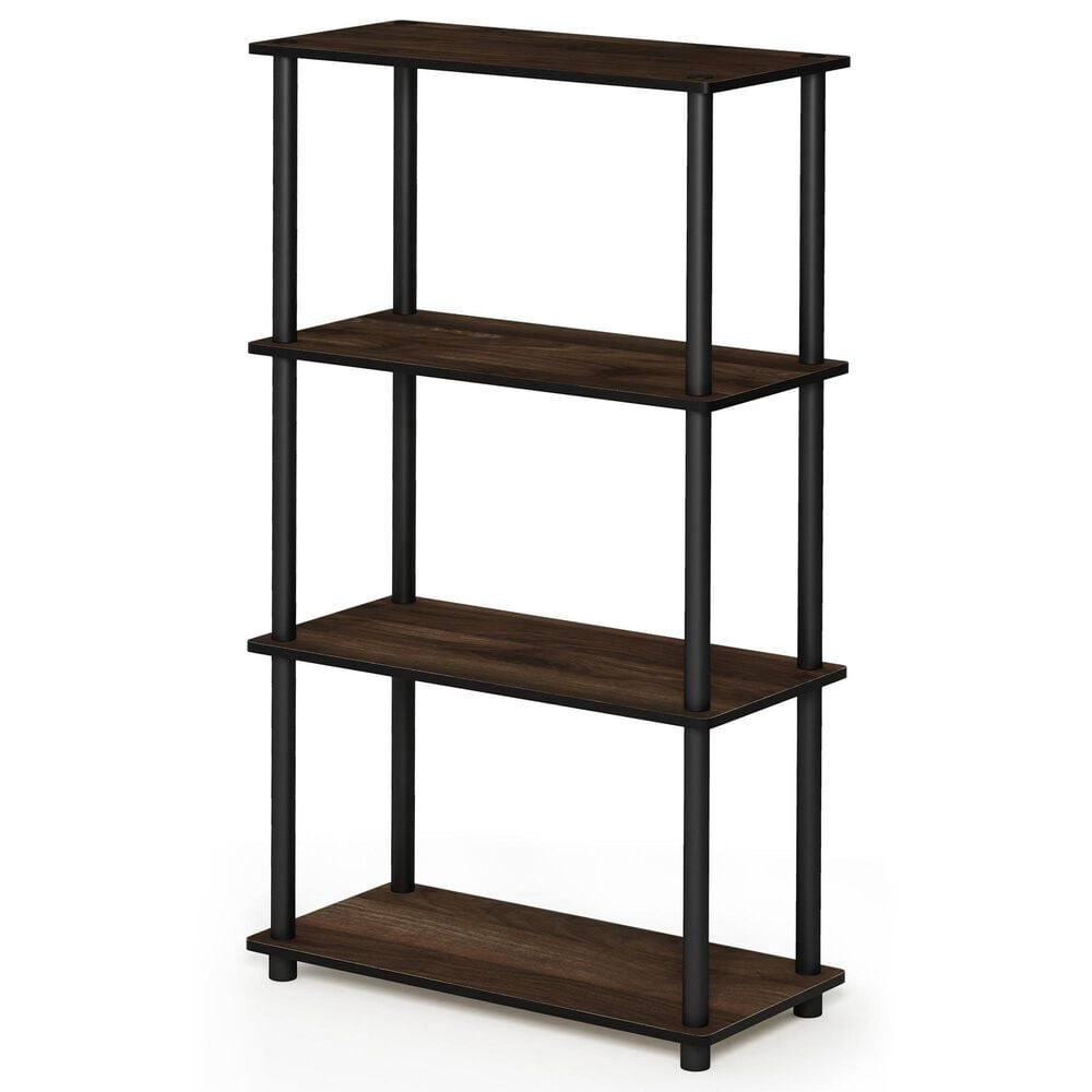 HOMLUX Turn-N-Tube 4-Tier Multipurpose Shelf Display Rack in Columbia Walnut and Black, , large