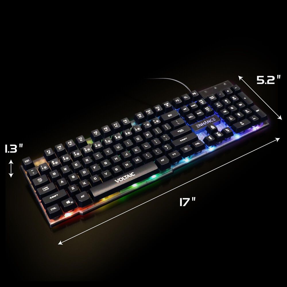Enhance Voltaic 2 Mechanical-Feel Gaming Keyboard in Black and Clear, , large