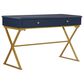 Linon Home Decor Campaign 2-Drawer Desk in Blue and Gold, , large