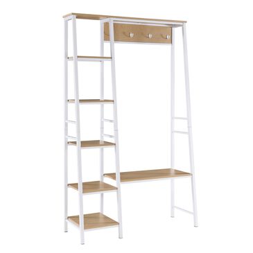 Linden Boulevard Hall Tree in White and Ash Veneer, , large