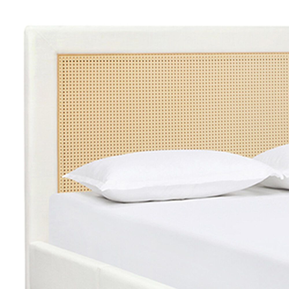 Hearth and Haven Haley Queen Platform Bed with Antique White Upholstery in Natural, , large