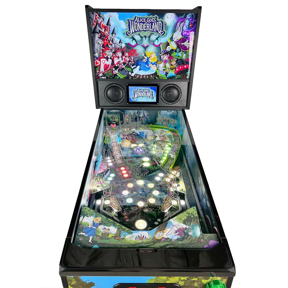 Wonderland Amusements Alice Goes to Wonderland Pinball Machine in Black, , large