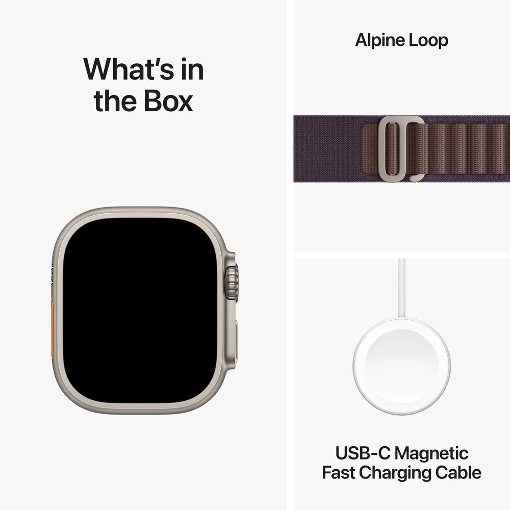 Apple Watch Ultra 2 GPS + Cellular, 49mm Titanium Case with Indigo Alpine Loop - Small, , large
