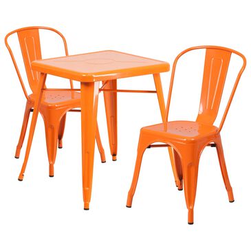 Flash Furniture 3-Piece Square Metal Table Set in Orange, , large