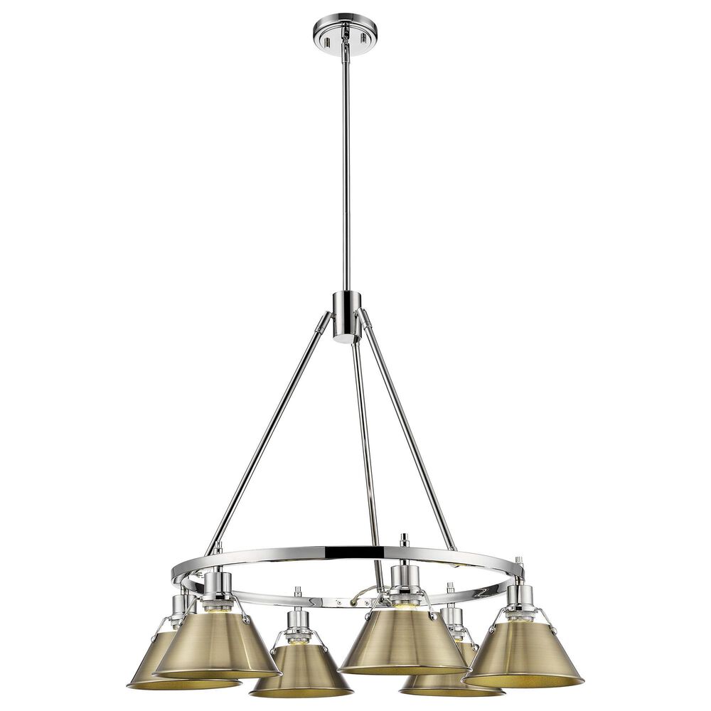 Golden Lighting Orwell 6-Light Chandelier with Aged Brass Shade in Chrome, , large