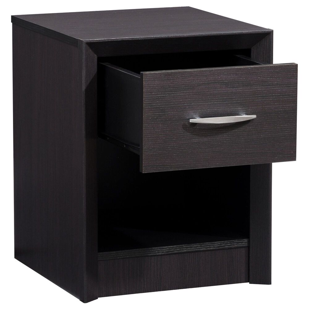 CorLiving Newport 1 Drawer Nightstand in Black Oak, , large