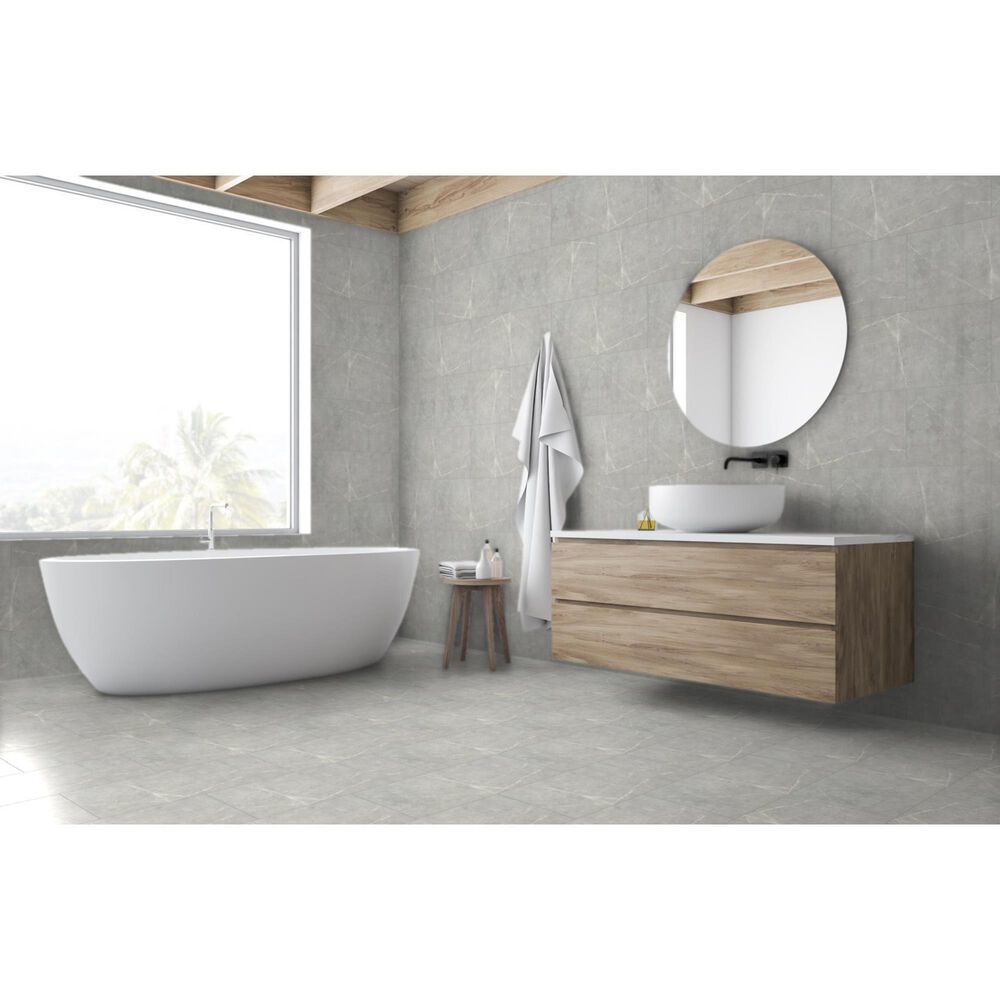Emser Sterlina Gray 12&quot; x 24&quot; Polished Porcelain Tile, , large