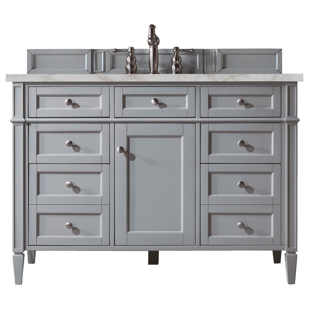 James Martin Vanities Brittany 48" Single Bathroom Vanity in Urban Gray with 3 cm Eternal Jasmine Pearl Silestone Top, Rectangular Sink and FreePower Wireless Charger, , large