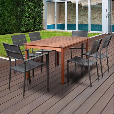 Amazonia 7-Piece Rectangular Dining Set in Brown and Black, , large