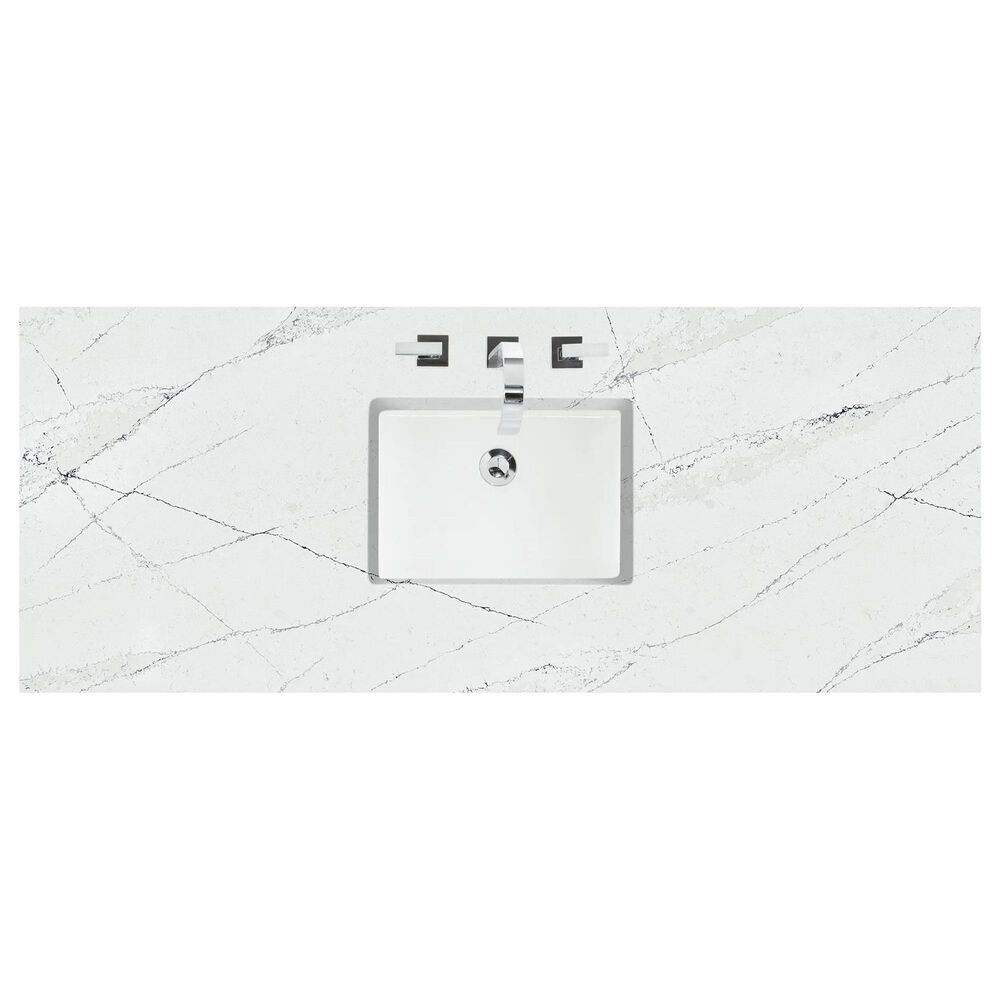 James Martin Vanities Bristol 60&quot; Single Bathroom Vanity in Bright White with 3 cm Ethereal Noctis Quartz Top and Rectangular Sink, , large