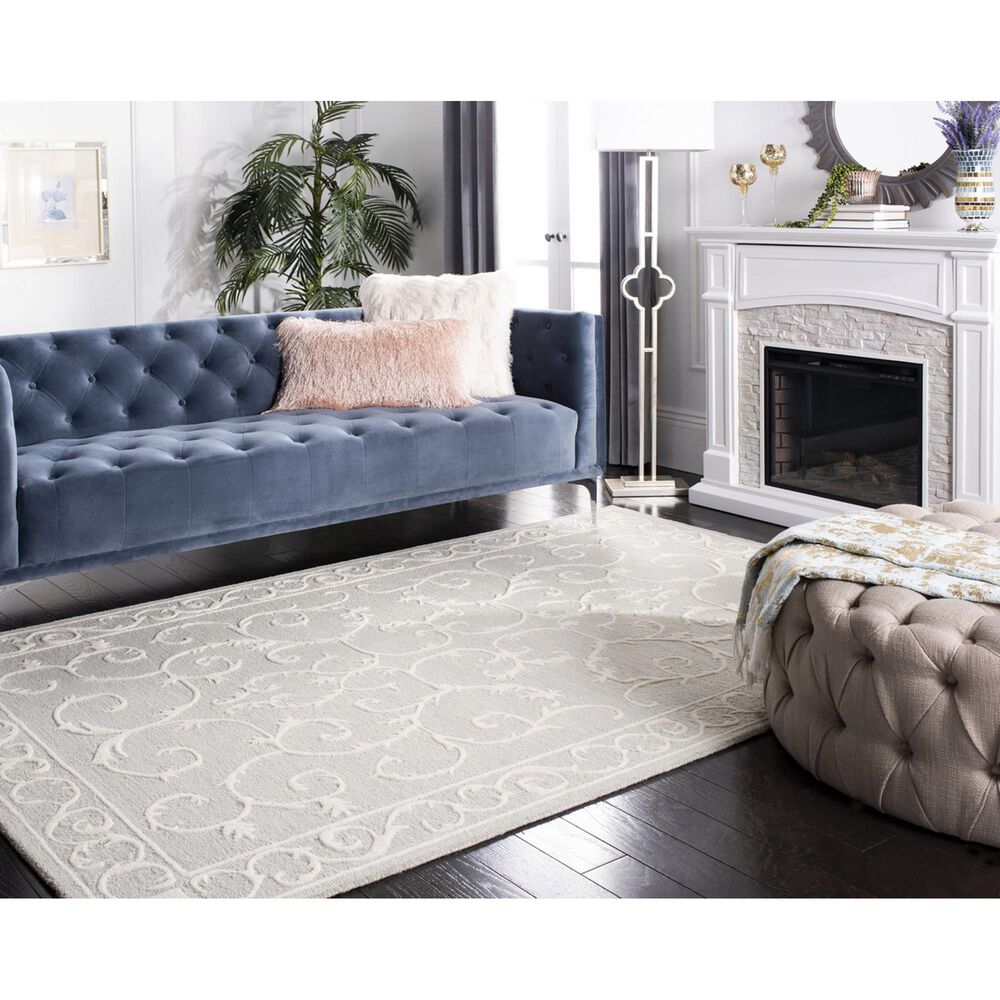 Safavieh Micro-Loop MLP507F 4&#39; x 6&#39; Light Grey and Ivory Area Rug, , large