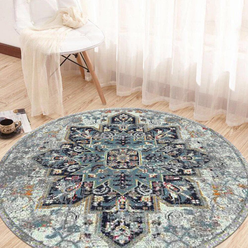 Amer Rugs Montana 7&#39;6&quot; Round Gray and Blue Area Rug, , large