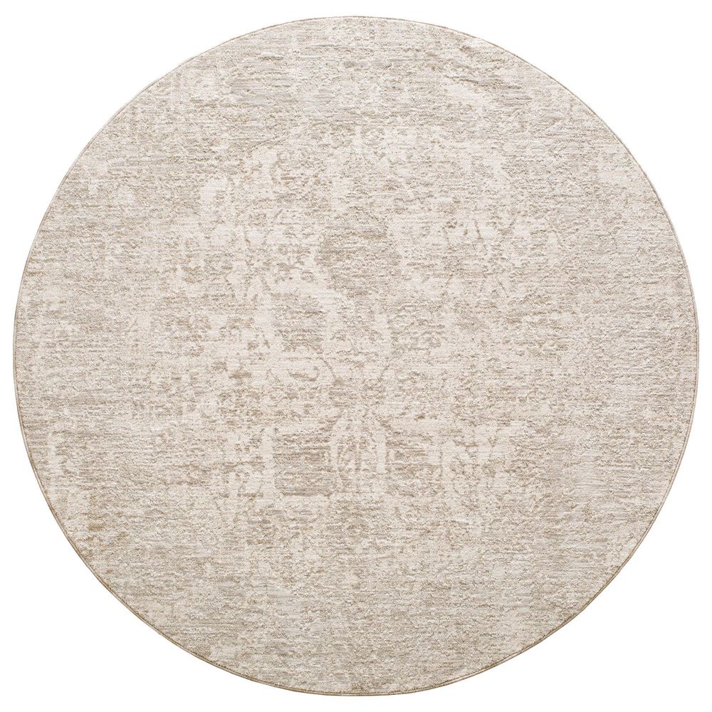 Surya Masterpiece Cream, Medium Gray and Light Gray 5'3" Round Area Rug, , large