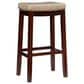 Linon Home Decor Claridge Bar Stool with Beige Cushion in Dark Brown, , large