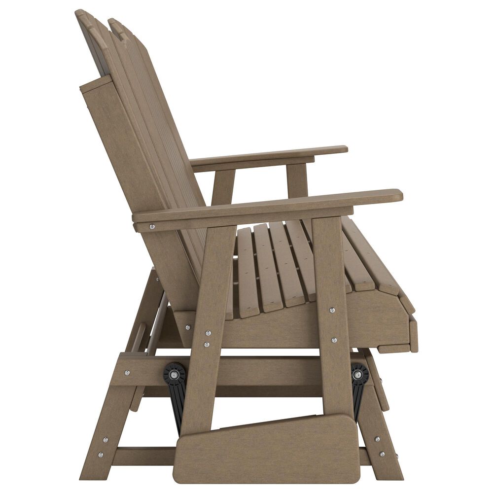 Ashley Hyland Wave Patio Glider Loveseat in Driftwood, , large