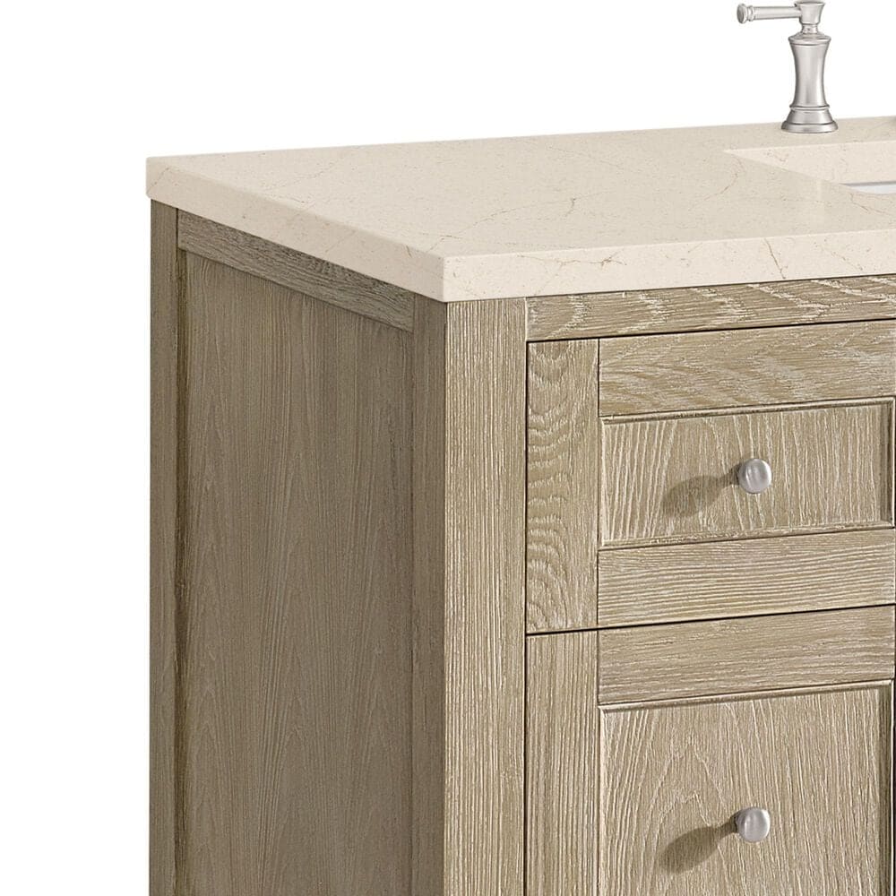 James Martin Vanities Breckenridge 48&quot; Single Vanity in Whitewashed Oak with 3 cm Eternal Marfil Quartz Top, , large