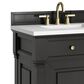 James Martin Vanities Brookfield 60" Double Bathroom Vanity in Black Onyx with 3 cm White Zeus Quartz Top and Rectangular Sinks, , large