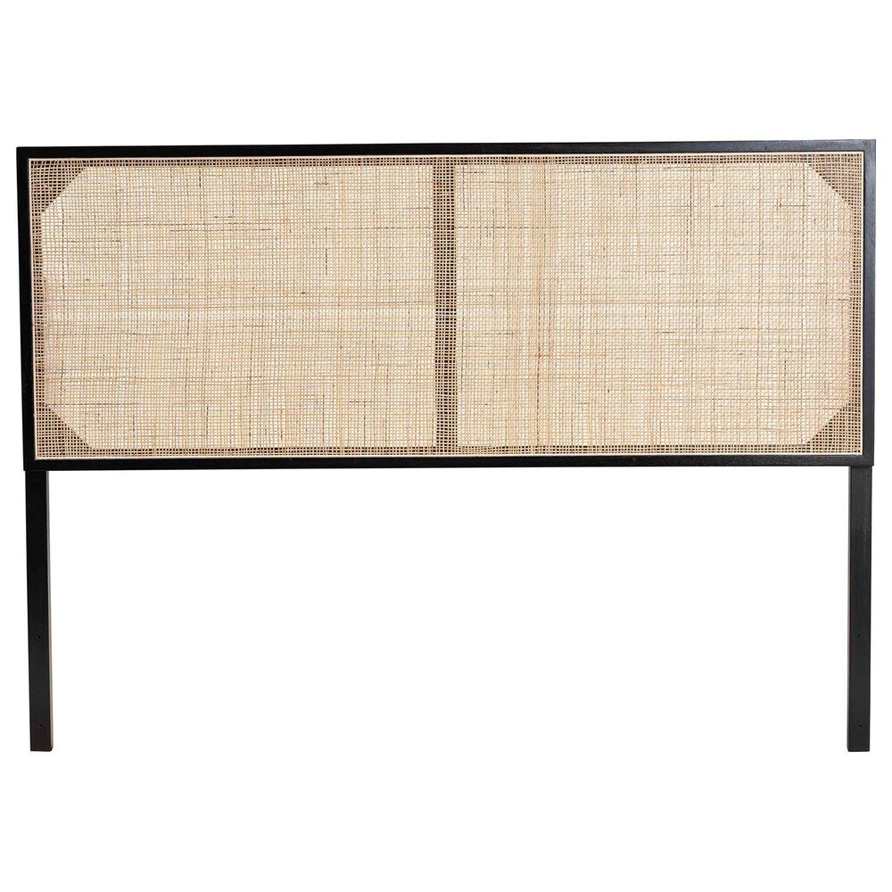 Baxton Studio Aurelia Queen Panel Headboard in Black and Natural Brown, , large