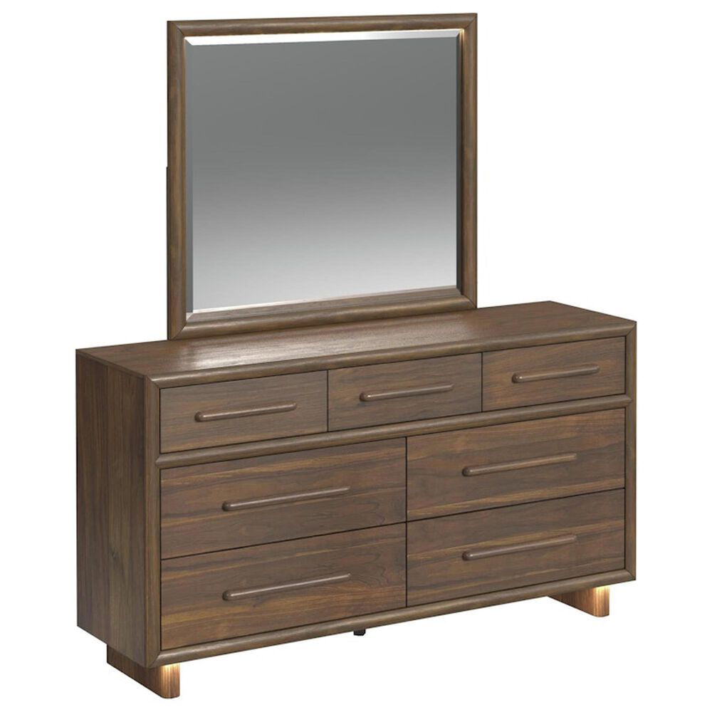 Mayberry Hill Brisbane 7-Drawer Dresser and Mirror in Brown, , large