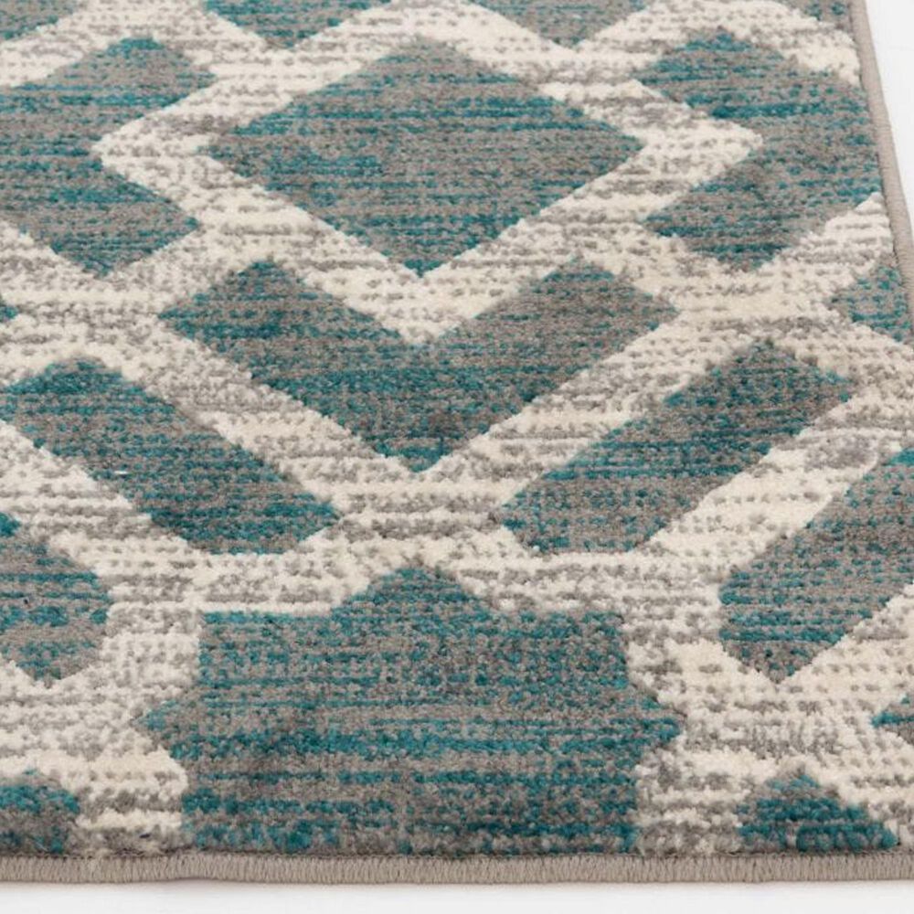 Central Oriental Terrace Tropic Newell 5&#39; x 7&#39; Stone and Turquoise Area Rug, , large