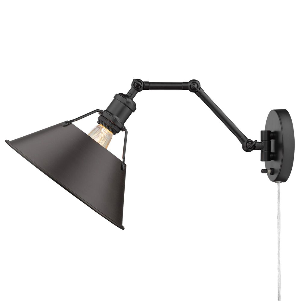 Golden Lighting Orwell 1-Light Wall Sconce in Matte Black and Rubbed bronze, , large