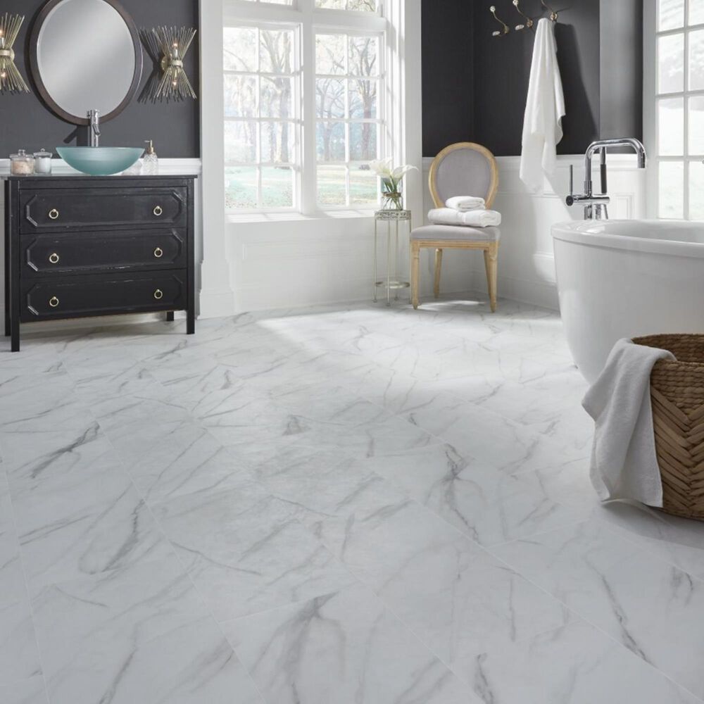 Mannington Legacy White with Gray 12" x 24" Luxury Vinyl Tile, , large