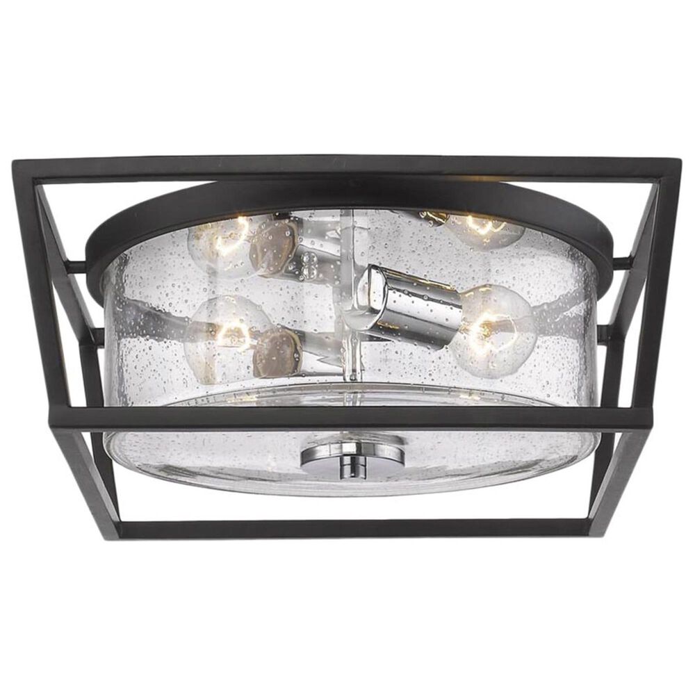 Golden Lighting Mercer Flush Mount in Black with Seeded Glass, , large