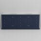 Lexora Home Dukes 84" Double Bathroom Vanity in Navy Blue with 2 cm White Quartz Top and Rectangular Sinks, , large