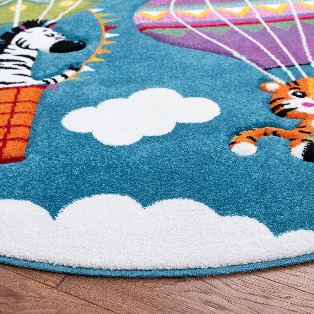 Safavieh Carousel 6&#39;7&quot; Round Blue and Green Kids  Area Rug, , large