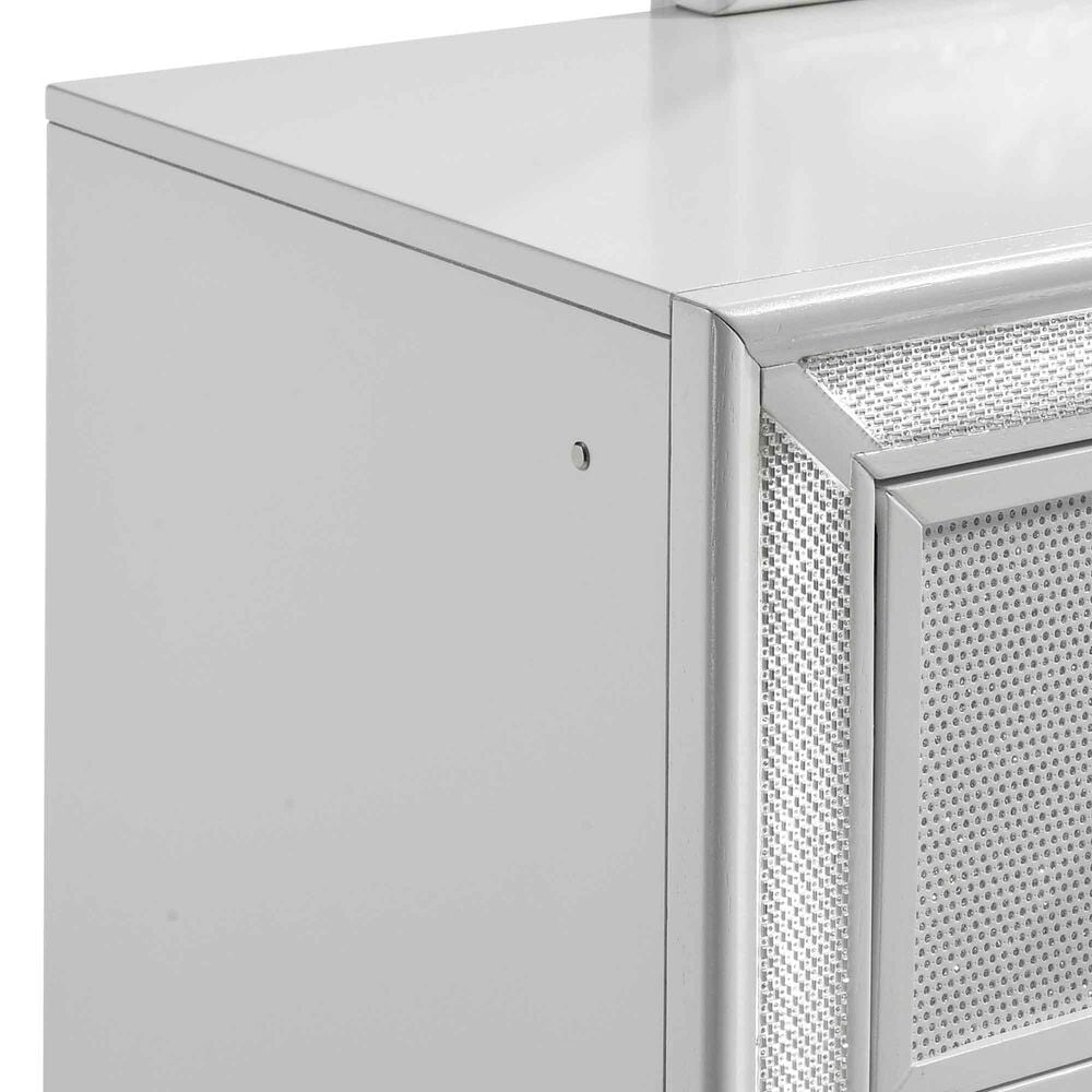 New Heritage Design Stardust 6-Drawer Dresser and Mirror in White and Silver, , large