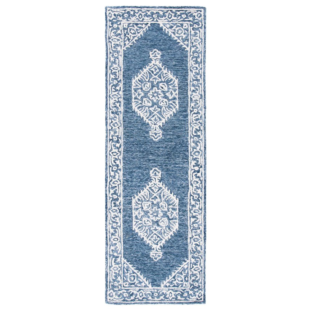 Safavieh Micro-Loop MLP605M 2"3" x 7" Blue and Ivory Runner, , large