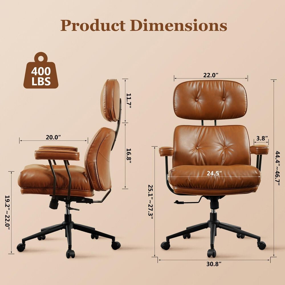 HOMLUX High Back Executive Office Chair with PU Leather in Brown, , large