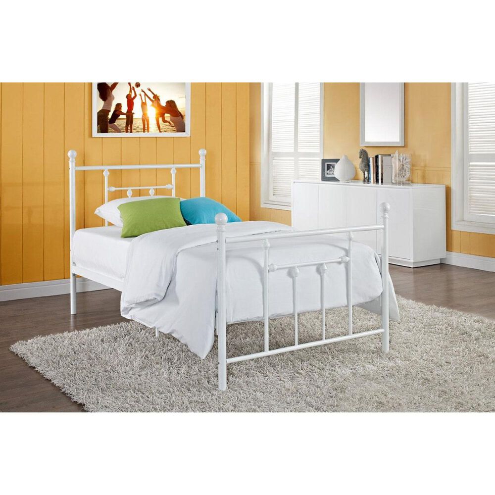 Dorel Manila Twin Metal Bed in White, , large