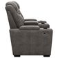 Signature Design by Ashley HyllMont Power Recliner Console Loveseat with Power Headrest in Gray, , large