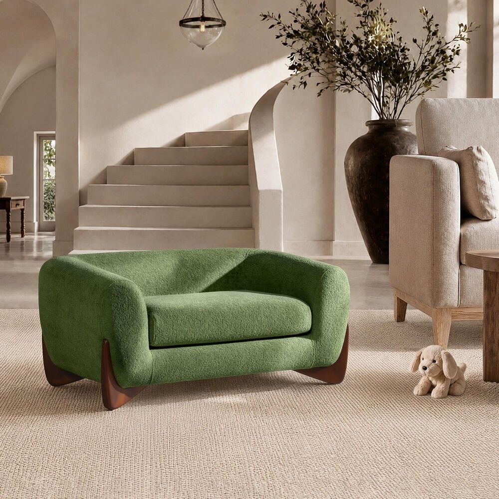 Jennifer Taylor Home Louie Alpine 36.5" Medium Sherpa Dog Sofa Bed in Moss Green, , large