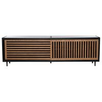 Four Hands Haverton Media Console in Black, Natural Oak and White