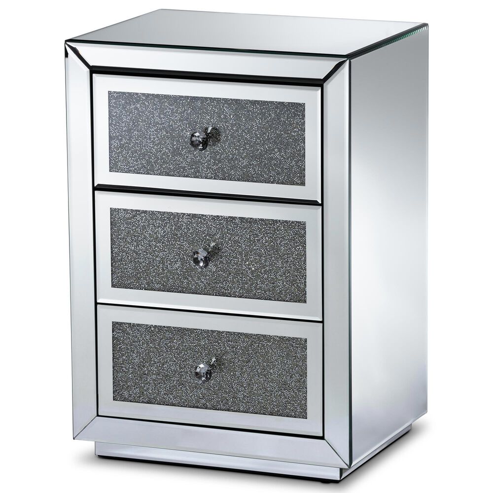 Baxton Studio Talan 3 Drawer Nightstand in Mirrored, , large