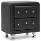 Baxton Studio Stella 2-Drawer Upholstered Nightstand in Black, , large