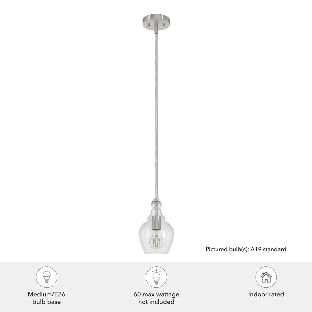 Hunter Maple Park 1-Light Mini Pendant in Brushed Nickel, , large