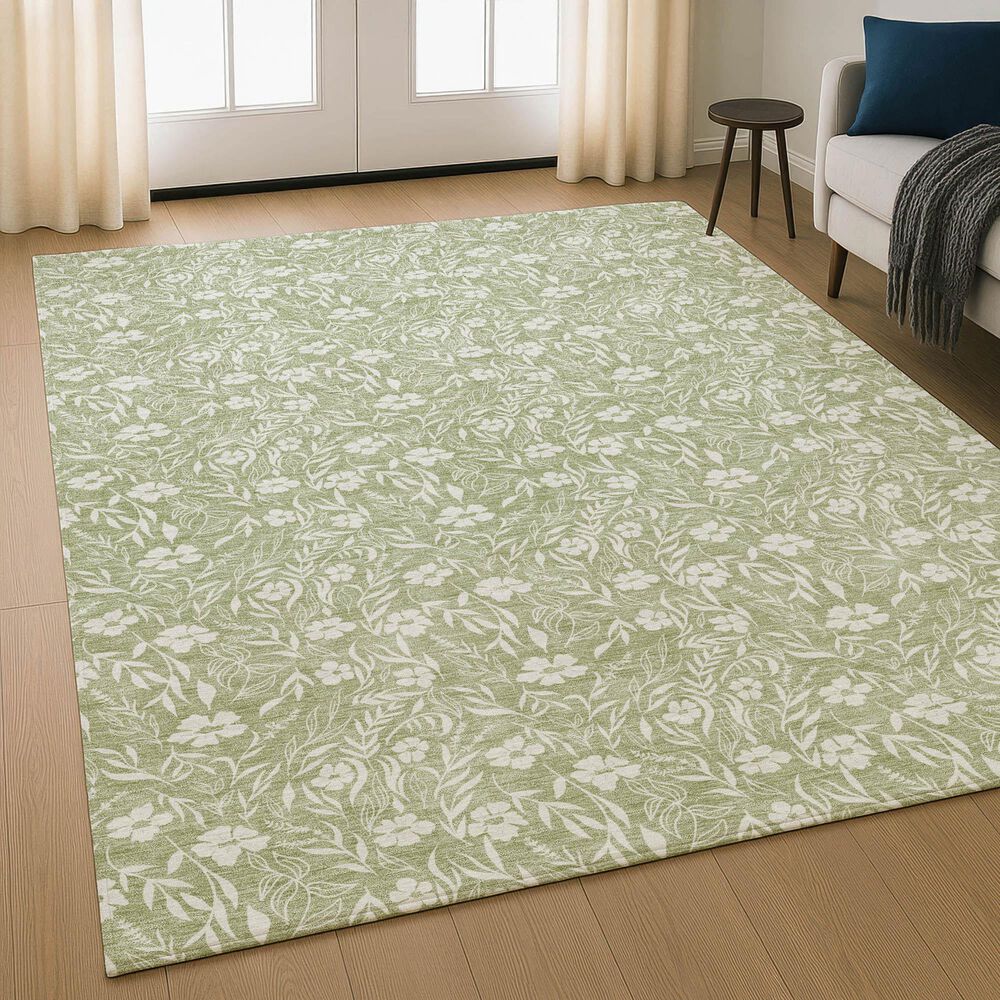 Dalyn Rug Company Soft Essentials Floral Aloe 9' x 12' Indoor/Outdoor Area Rug, , large