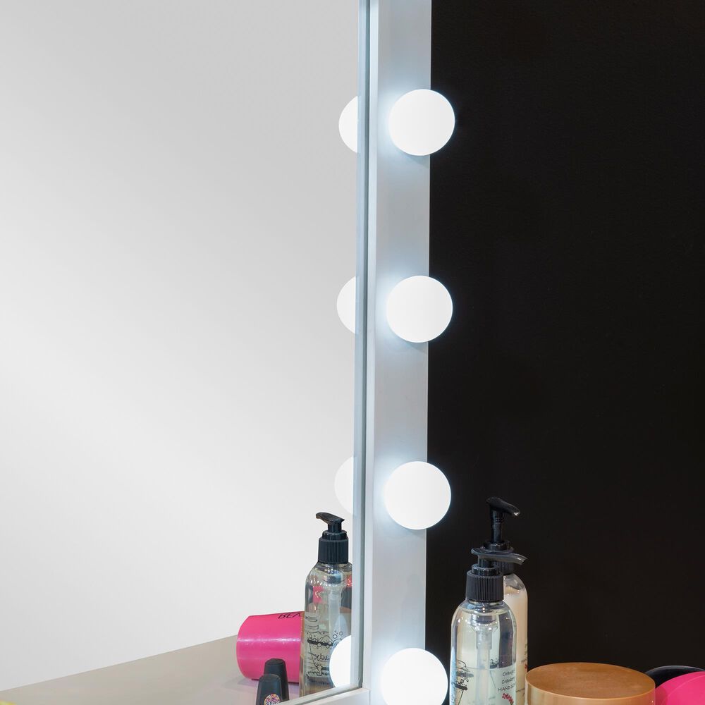 Linon Home Decor Geo Vanity with Stool in White, , large