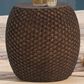 Hearth and Haven Outdoor Faux Rattan Side Table with Basket Weave Pattern in Brown, , large
