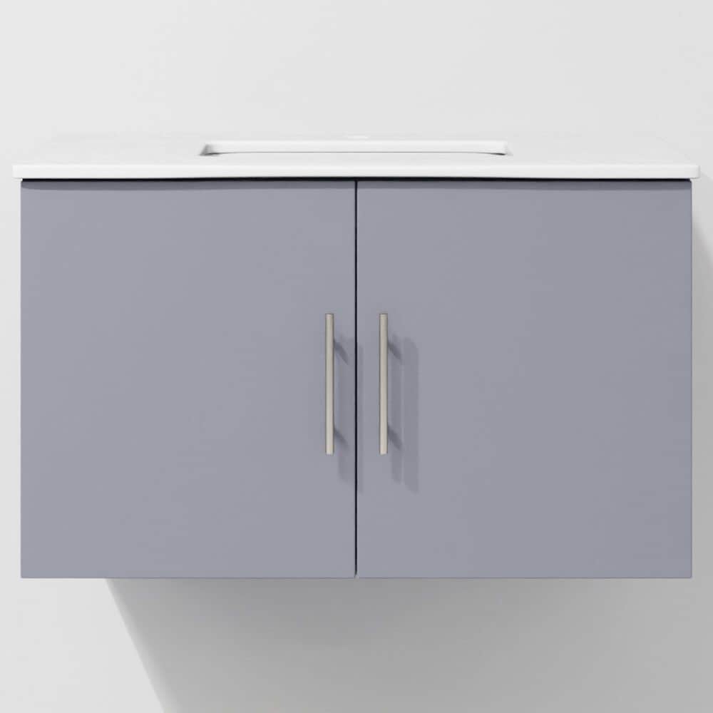 Lexora Home Geneva 30" Single Bathroom Vanity in Dark Grey with 2 cm White Quartz Top and Rectangular Sink, , large